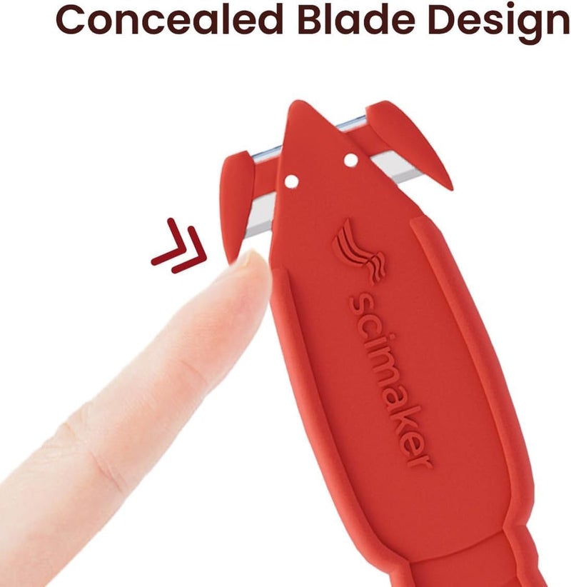 scimaker Safety Box Cutter Knife, 6 PCS Lobster Safety Utility Cutter Package Opener with Ergonomic Film Cutting Blade for Box, Carton, Shrink Wrap, Plastic Straps - Image 3
